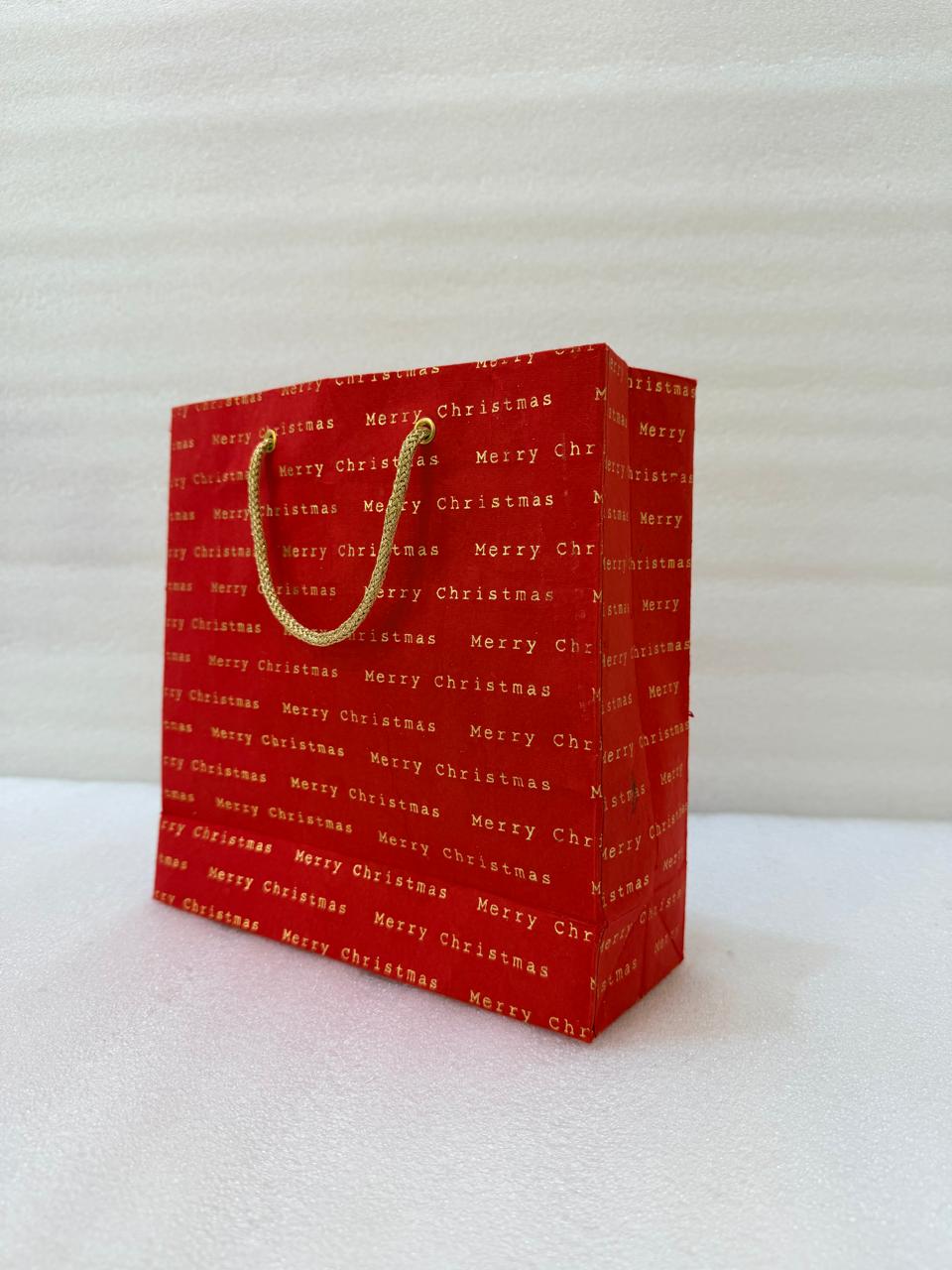 Red Merry Christmas Typography Gift Bag
